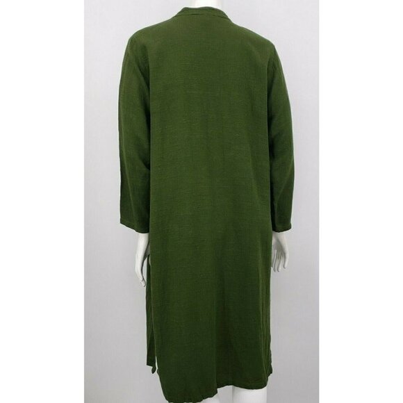 Endless Knot Art Jacket Womens Small Tibetan Goddess Print Tunic Green Linen - Picture 5 of 7